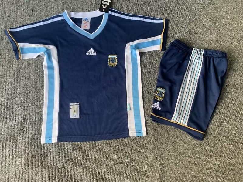 Kids Argentina 1998 Away Soccer Jersey And Shorts