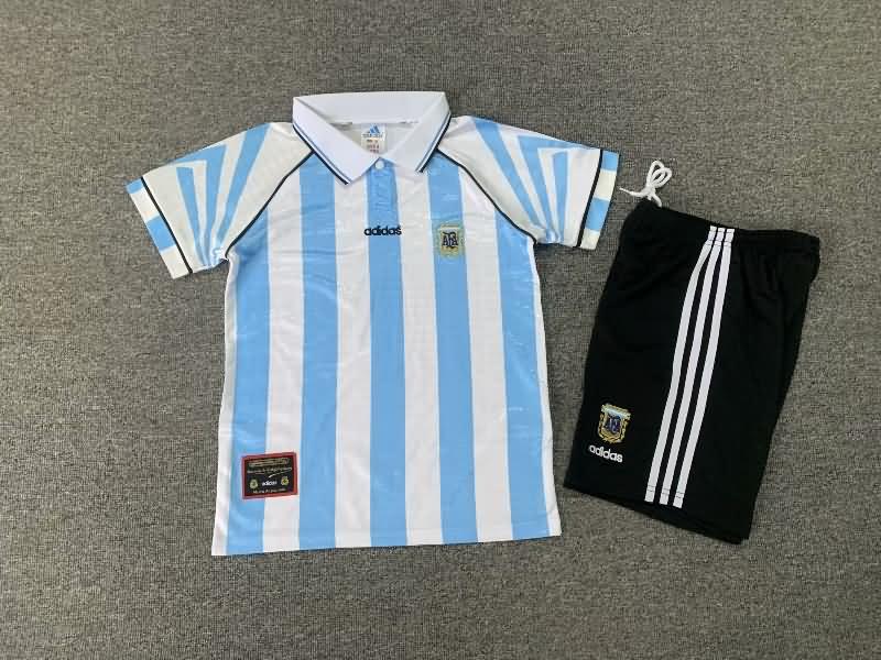 Kids Argentina 1996/97 Home Soccer Jersey And Shorts