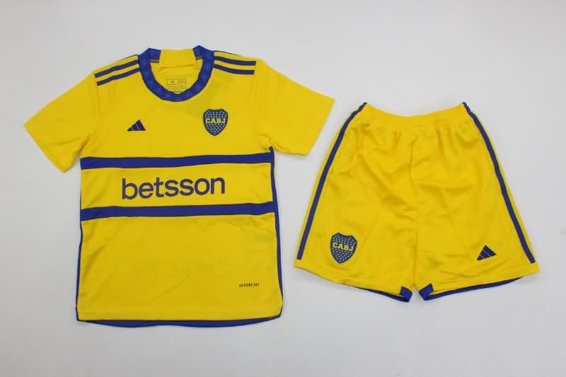 Kids Boca Juniors 23/24 Away Soccer Jersey And Shorts