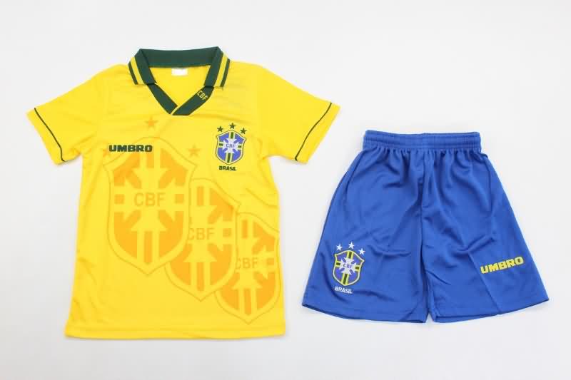 Kids Brazil 1994 Home Soccer Jersey And Shorts
