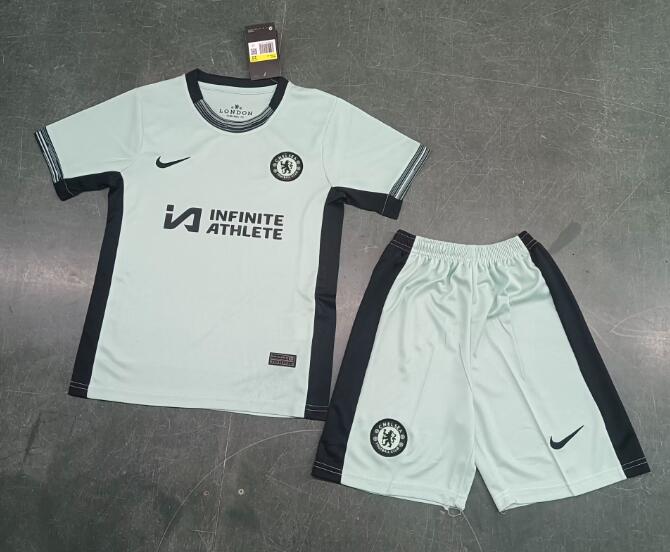 Kids Chelsea 23/24 Third Soccer Jersey And Shorts