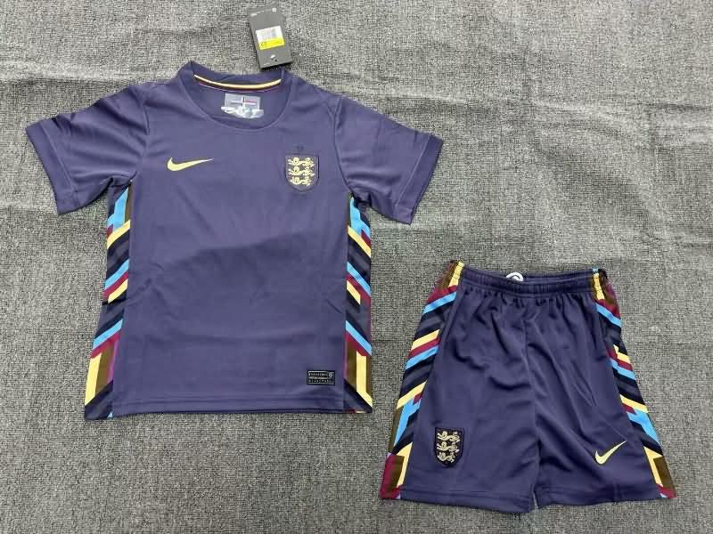 Kids England 2023/24 Away Soccer Jersey And Shorts
