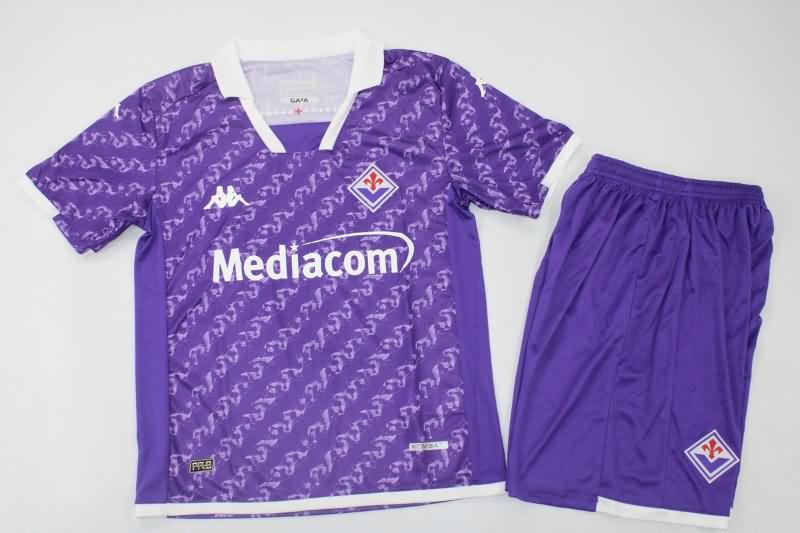 Kids Fiorentina 23/24 Home Soccer Jersey And Shorts