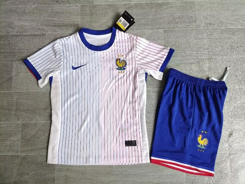 Kids France 2023/24 Away Soccer Jersey And Shorts