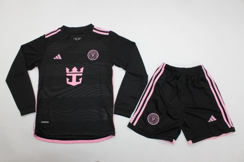 Kids Inter Miami 2024 Away Long Sleeve Soccer Jersey And Shorts