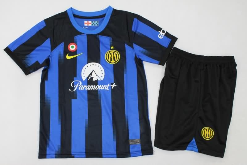 Kids Inter Milan 23/24 Home Soccer Jersey And Shorts