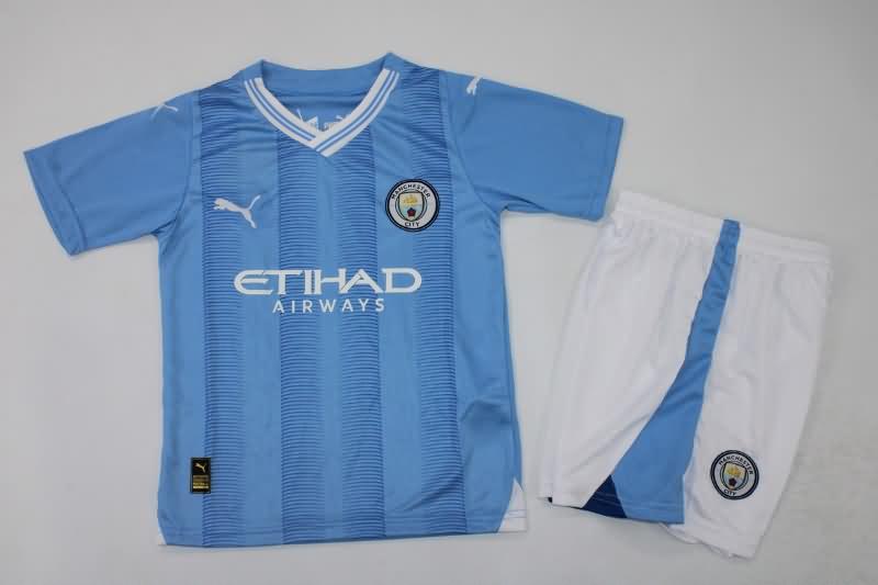 Kids Manchester City 23/24 Home Soccer Jersey And Shorts
