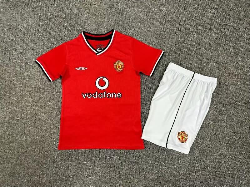 Kids Manchester United 2000/02 Home Soccer Jersey And Shorts