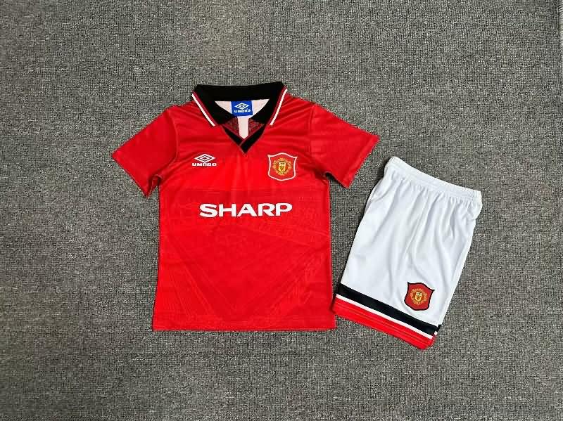 Kids Manchester United 1994/96 Home Soccer Jersey And Shorts