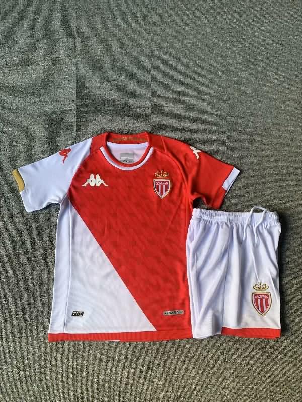 Kids Monaco 23/24 Home Soccer Jersey And Shorts
