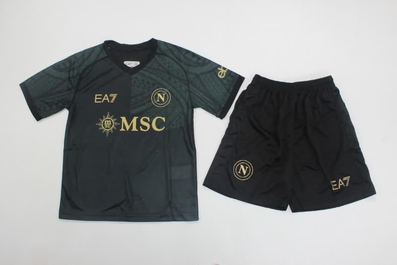 Kids Napoli 23/24 Third Soccer Jersey And Shorts