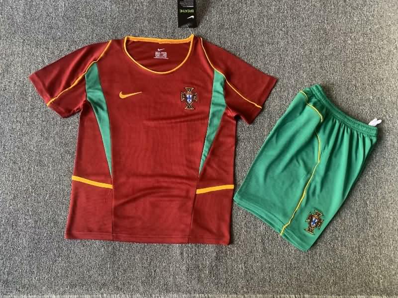 Kids Portugal 2002 Home Soccer Jersey And Shorts