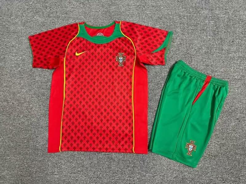 Kids Portugal 2004 Home Soccer Jersey And Shorts
