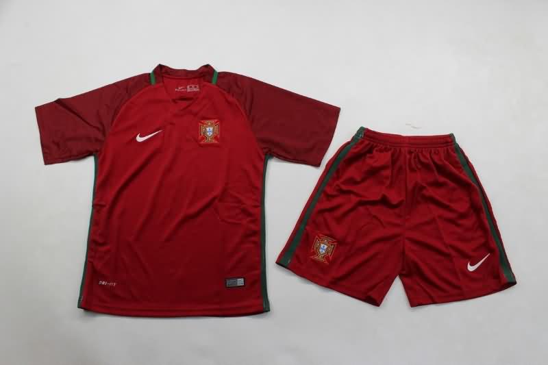 Kids Portugal 2016 Home Soccer Jersey And Shorts