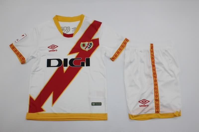 Kids Rayo Vallecano 23/24 Home Soccer Jersey And Shorts