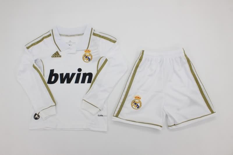 Kids Real Madrid 11/12 Home Long Sleeve Soccer Jersey And Shorts