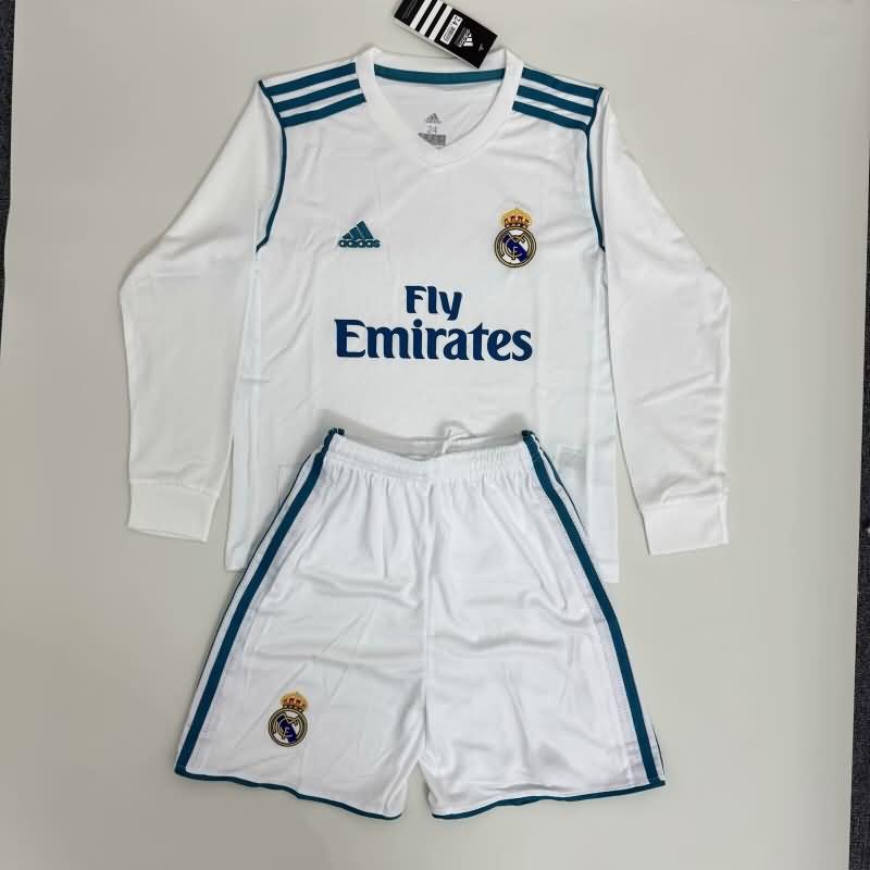 Kids Real Madrid 17/18 Home Long Soccer Jersey And Shorts