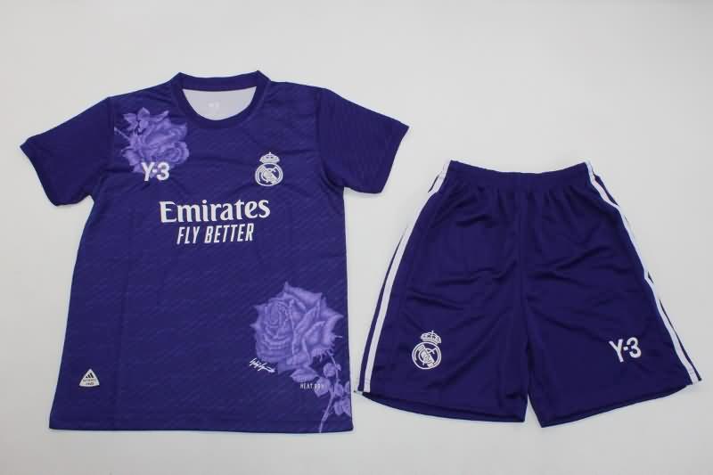 Kids Real Madrid 23/24 Fourth Purple Soccer Jersey And Shorts