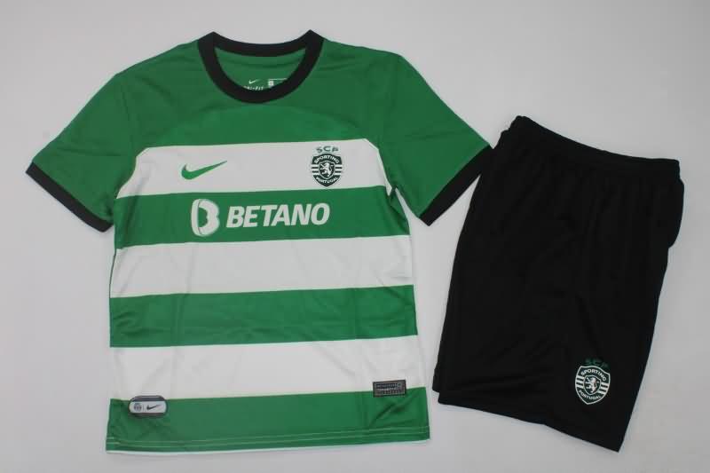 Kids Sporting Lisbon 23/24 Home Soccer Jersey And Shorts