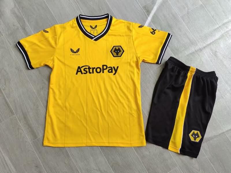 Kids Wolves 23/24 Home Soccer Jersey And Shorts