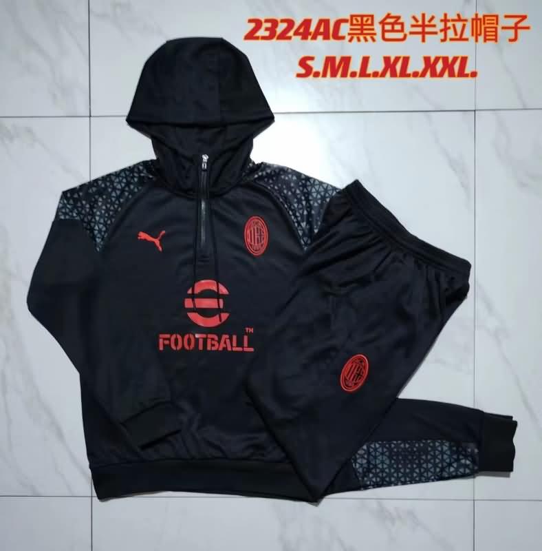 AAA Quality AC Milan 23/24 Black Soccer Tracksuit