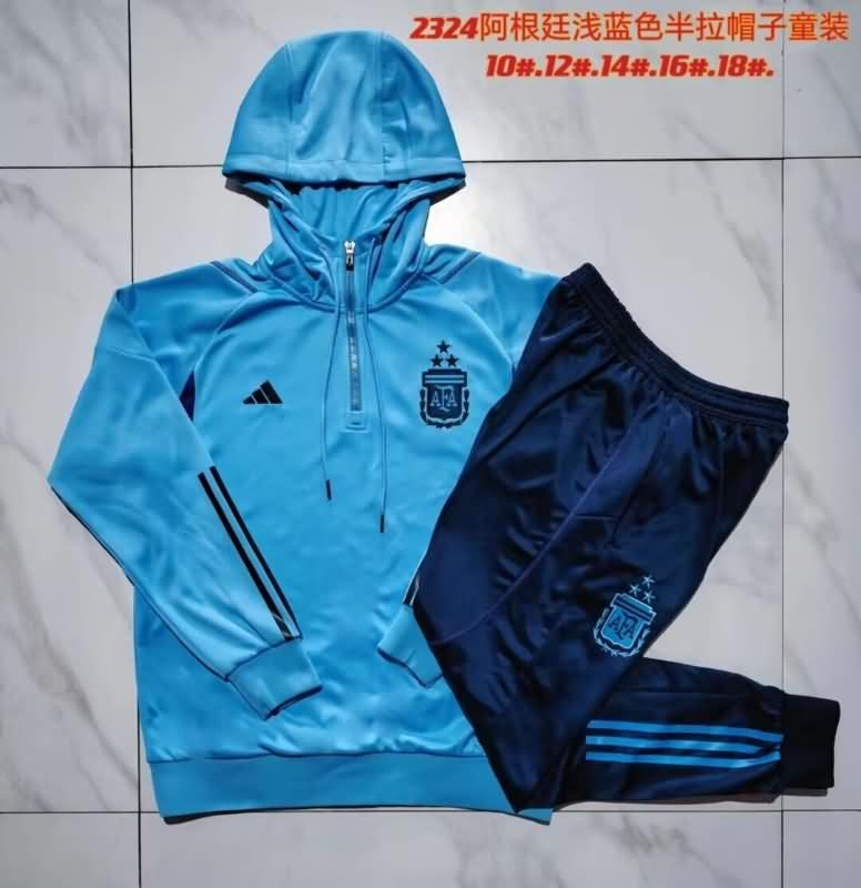Kids AAA Quality Argentina 2023/24 Blue Soccer Tracksuit