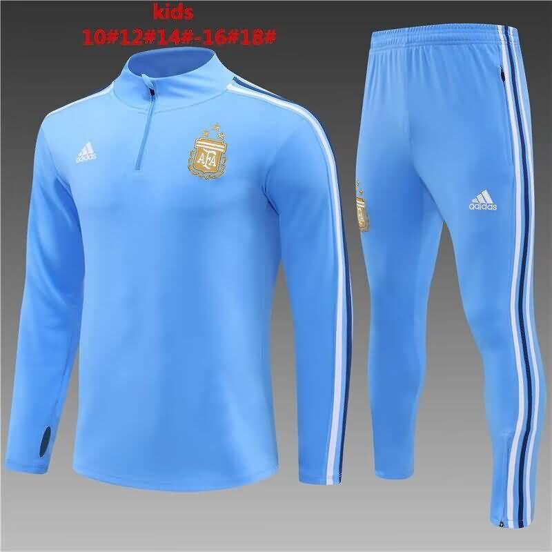 Kids AAA Quality Argentina 2023/24 Blue Soccer Tracksuit 02