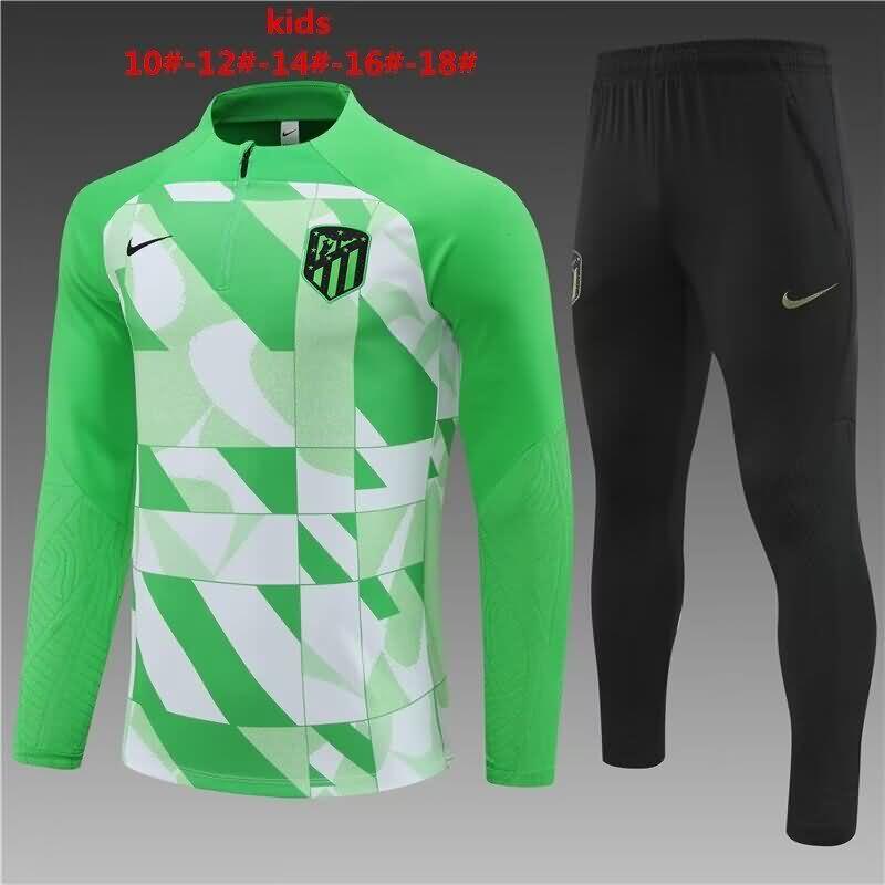 Kids AAA Quality Atletico Madrid 23/24 Green Soccer Tracksuit