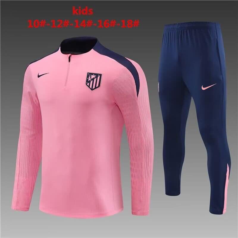 Kids AAA Quality Atletico Madrid 23/24 Pink Soccer Tracksuit