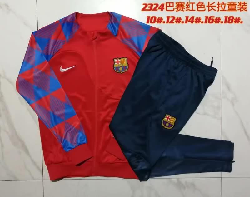 Kids AAA Quality Barcelona 23/24 Red Soccer Tracksuit