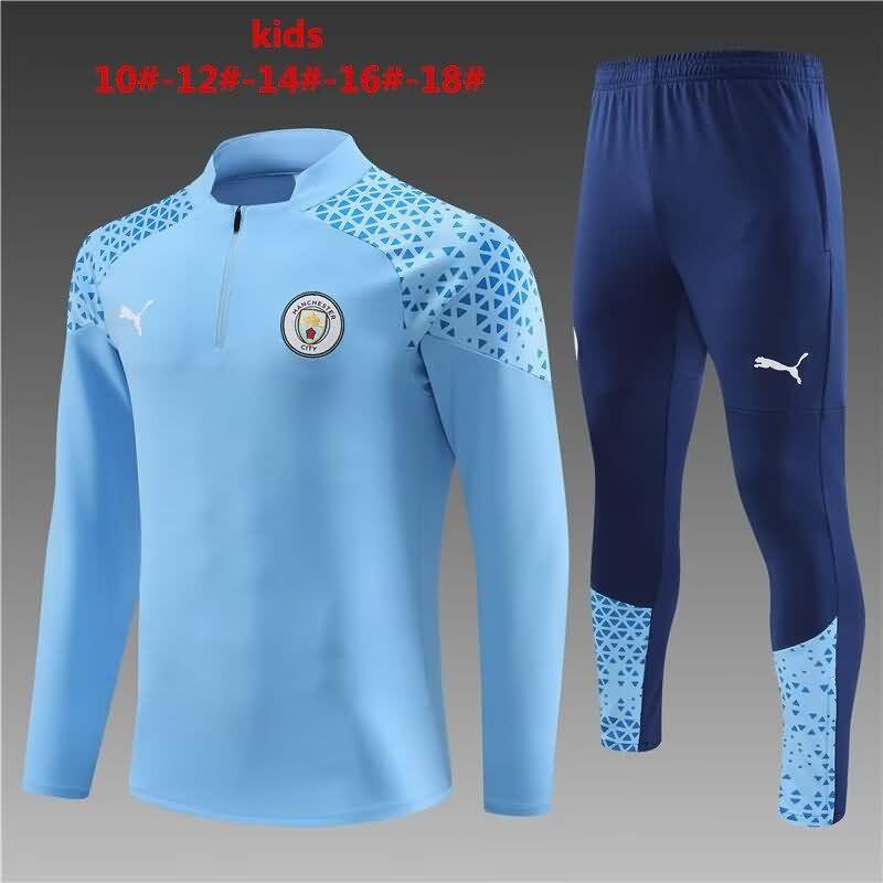 Kids AAA Quality Manchester City 23/24 Blue Soccer Tracksuit 02