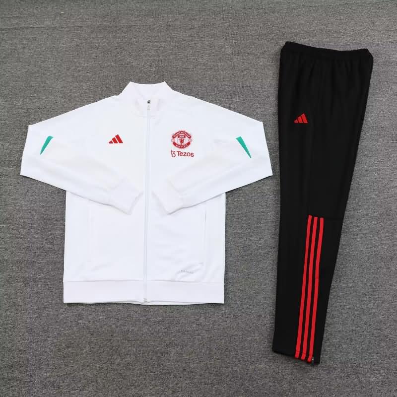 AAA Quality Manchester United 23/24 White Soccer Tracksuit 02