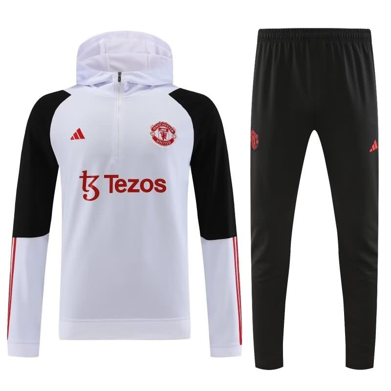 AAA Quality Manchester United 23/24 White Soccer Tracksuit 03