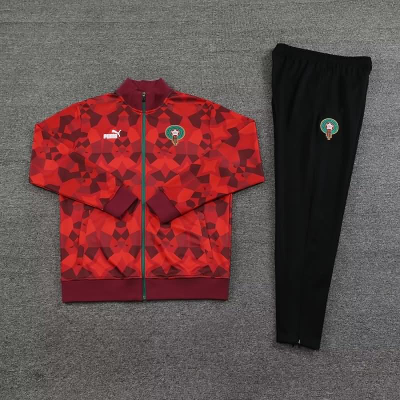 AAA Quality Morocco 2023/24 Red Soccer Tracksuit
