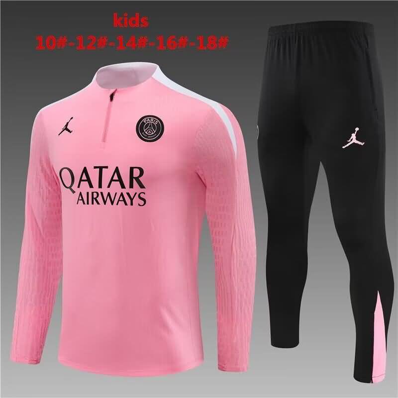 Kids AAA Quality Paris St German 23/24 Pink Soccer Tracksuit 02