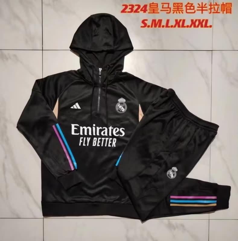AAA Quality Real Madrid 23/24 Black Soccer Tracksuit 03