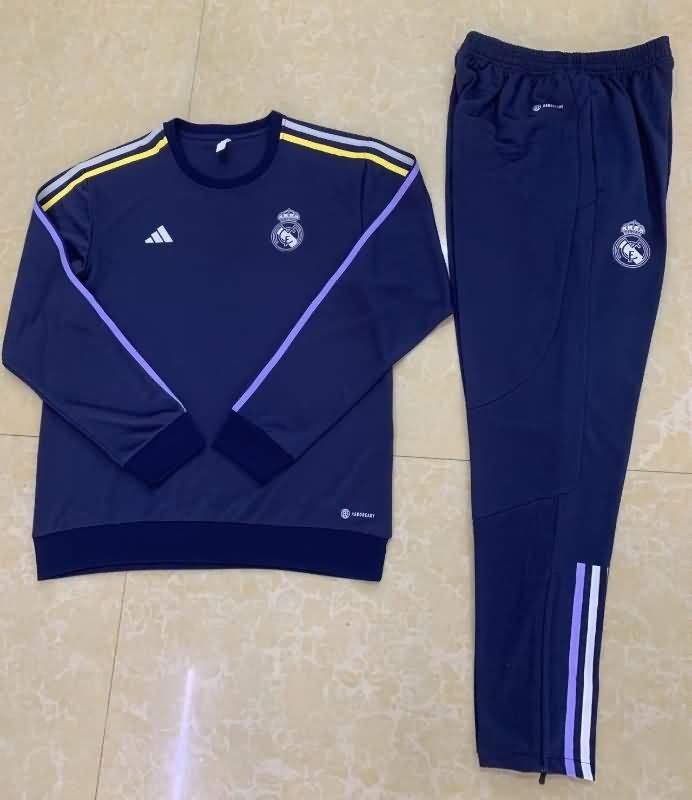 AAA Quality Real Madrid 23/24 Dark Blue Soccer Tracksuit