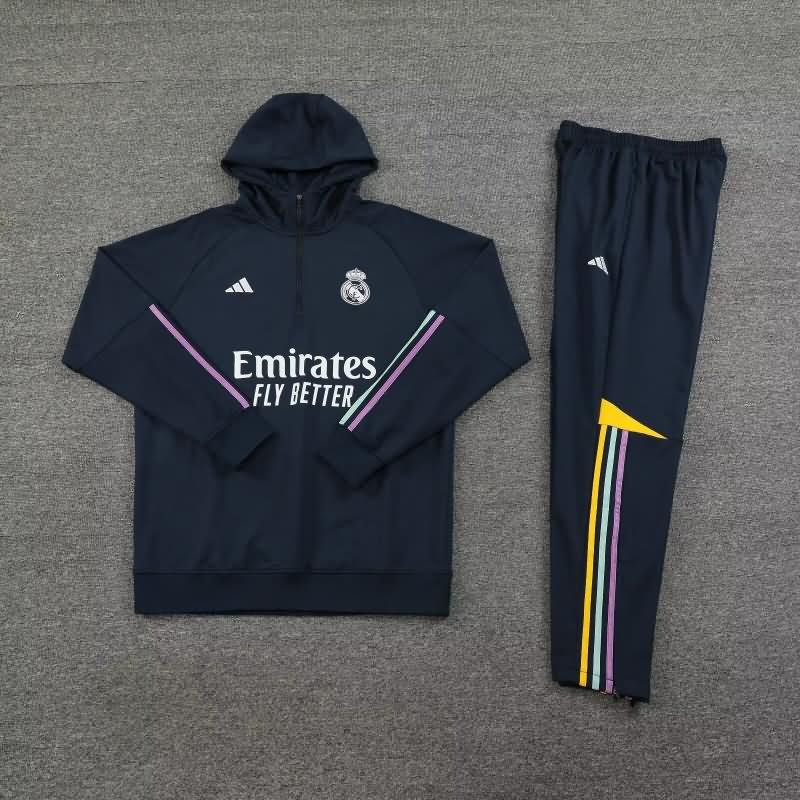AAA Quality Real Madrid 23/24 Dark Blue Soccer Tracksuit 02
