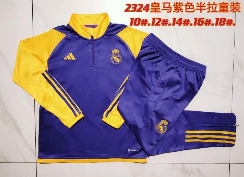 Kids AAA Quality Real Madrid 23/24 Blue Soccer Tracksuit