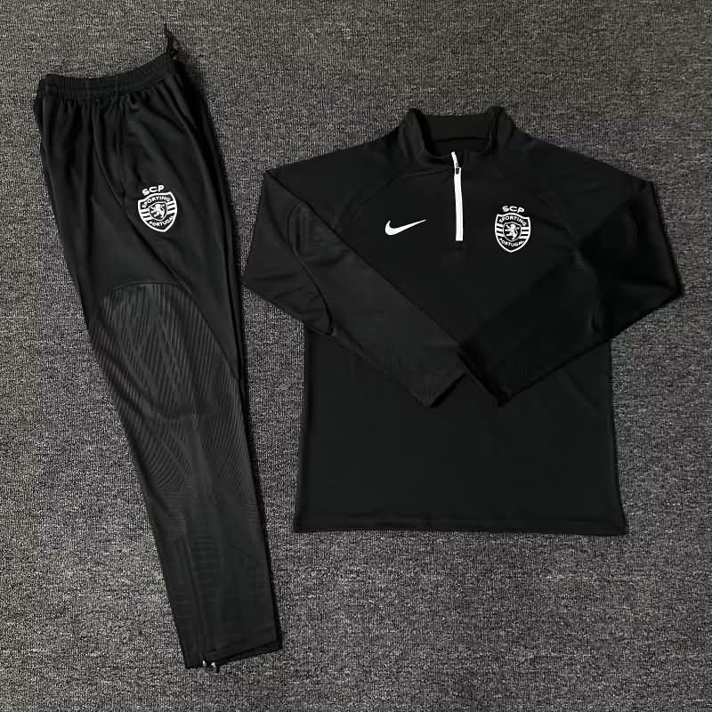 AAA Quality Sporting Lisbon 23/24 Black Soccer Tracksuit 02