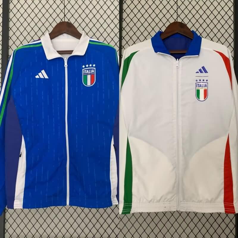 AAA Quality Italy 2024 Blue White Reversible Soccer Windbreaker