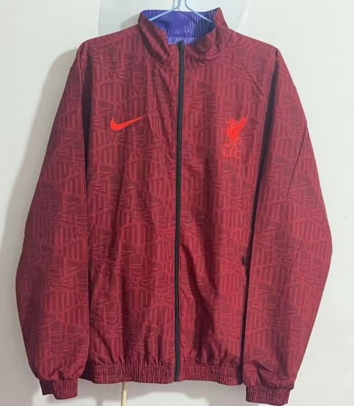 AAA Quality Liverpool 23/24 Red Blue Reversible Soccer Windbreaker