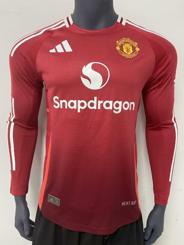 AAA Quality Manchester United 24/25 Home Long Sleeve Soccer Jersey (Player) Leaked