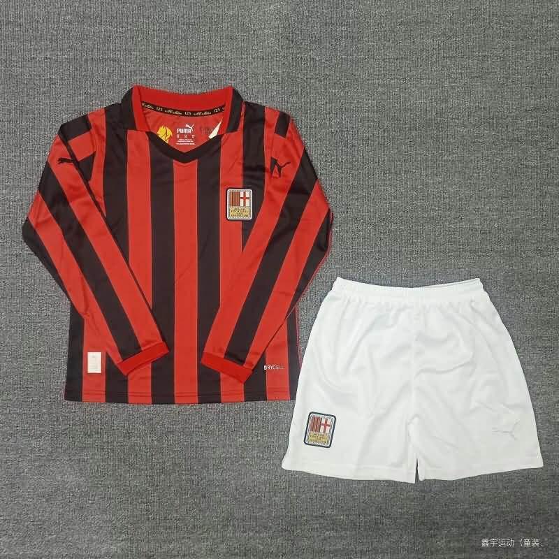 Kids AC Milan 125th Anniversary Long Sleeve Soccer Jersey And Shorts