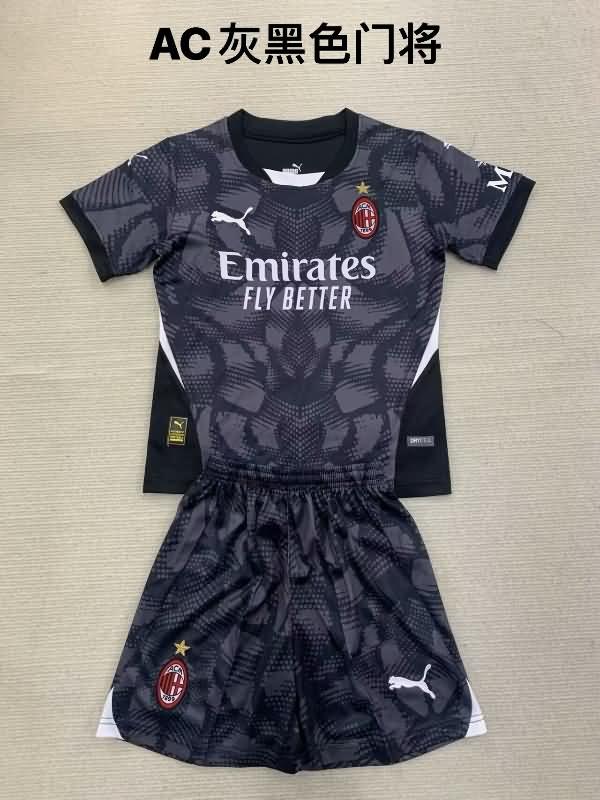 Kids AC Milan 24/25 Goalkeeper Black Soccer Jersey And Shorts