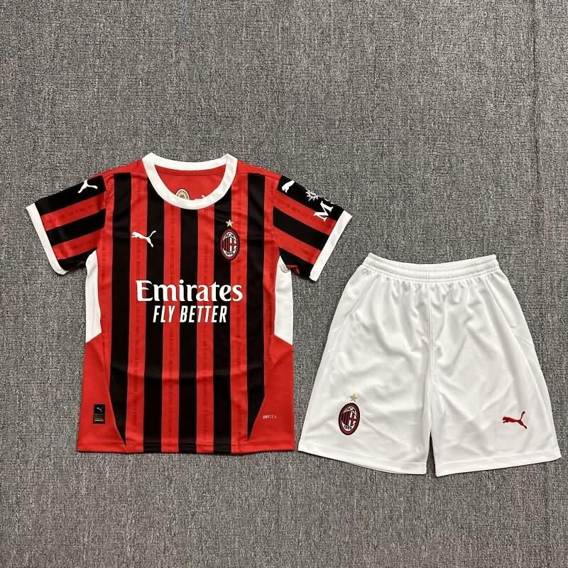 Kids AC Milan 24/25 Home Soccer Jersey And Shorts