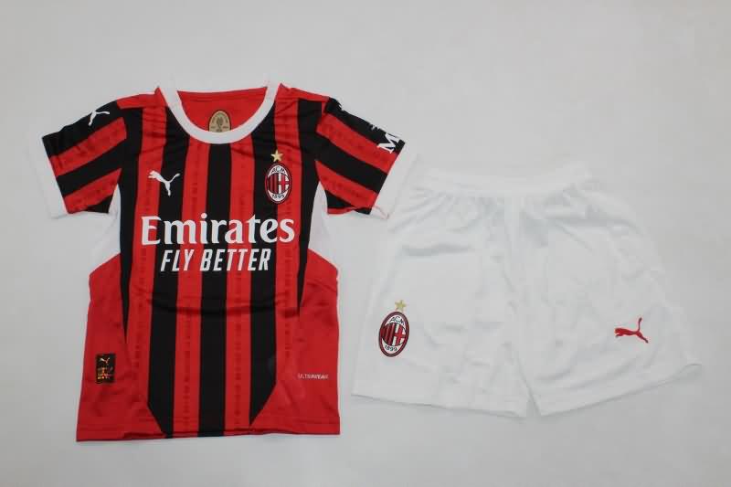 Kids AC Milan 24/25 Home Soccer Jersey And Shorts (Player)