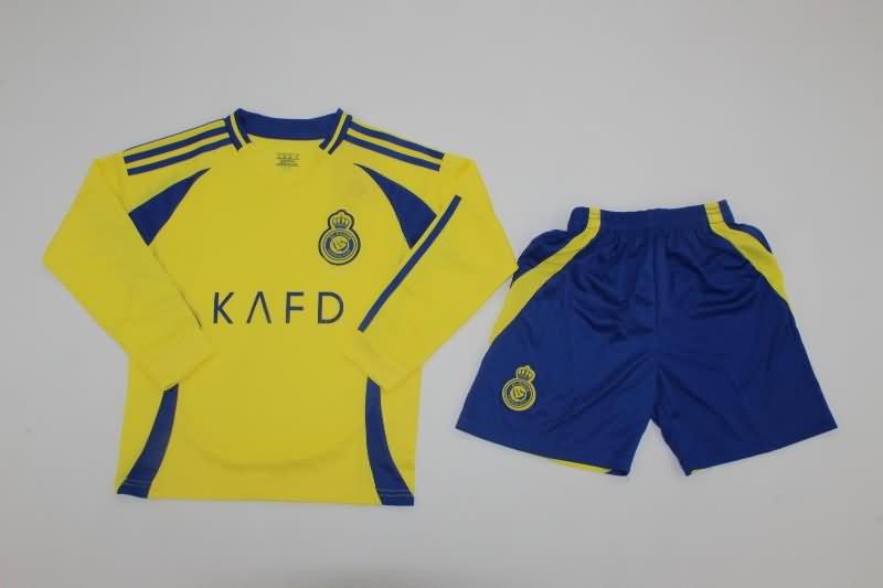 Kids Al Nassr FC 24/25 Home Long Sleeve Soccer Jersey And Shorts