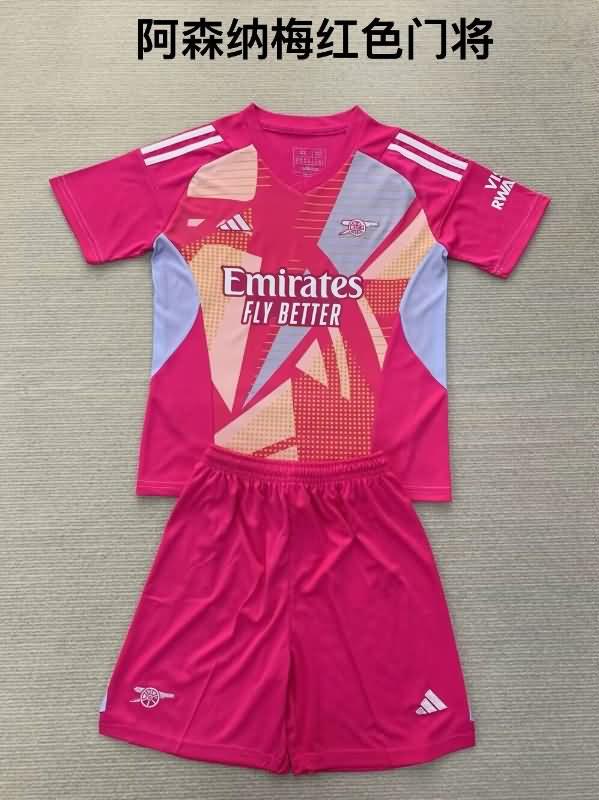 Kids Arsenal 24/25 Goalkeeper Pink Soccer Jersey And Shorts