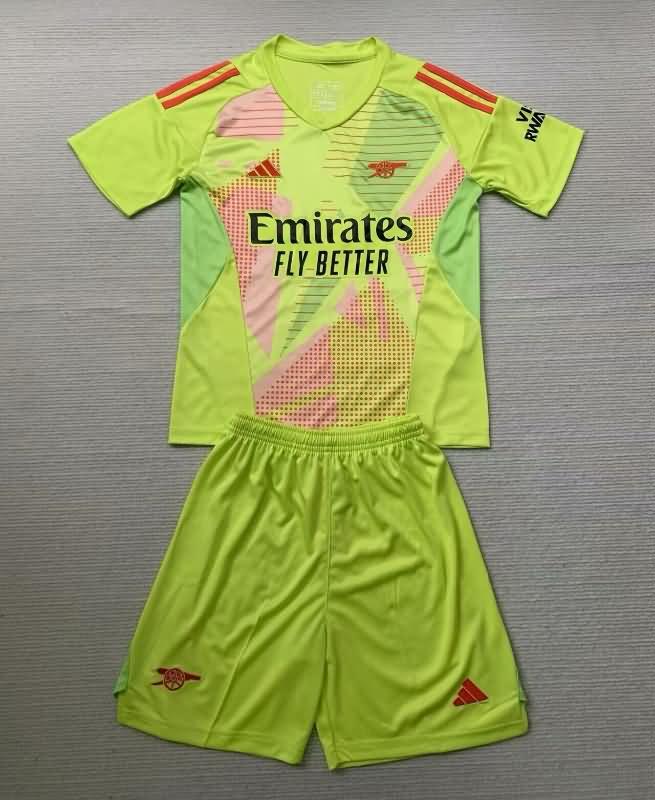 Kids Arsenal 24/25 Goalkeeper Yellow Soccer Jersey And Shorts